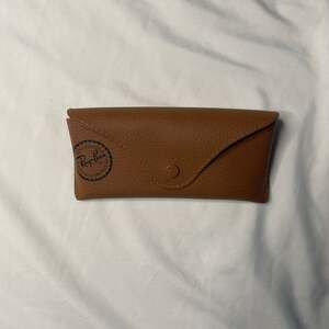 Ray-Ban Brown Leather Sunglasses Case Snap Closure Protective Eyewear Case